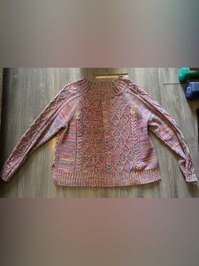 GAP Multicolor Cable Knit Crewneck Sweater